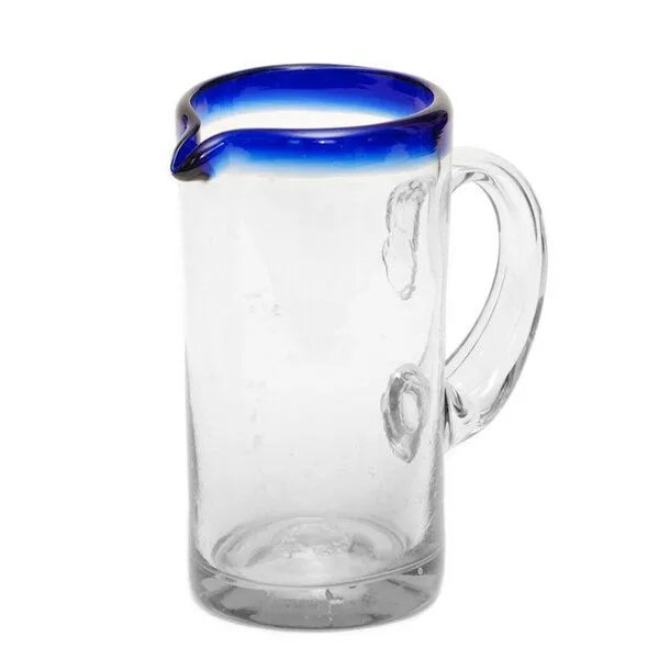 GLOBO Fair Trade GLOBO Fair Trade Krug Limonada aus Recyclingglas, mundgeblasen, Blau, – Produktbild 2 von 3