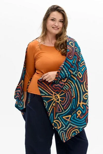 KOKOworld Schal Wind - Farbenfroh - ethno Muster - Bio-Baumwolle Musselin - KOKOworld Design - Fair produziert in EU, Laberinto (mehrfarbig), – Produktbild 3 von 3