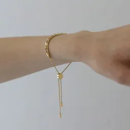 BELLYBIRD Jewellery BELLYBIRD Jewellery Armband - Doppelkette mit Pushbutton aus Silber/ Silber vergoldet – Produktbild 1 von 1