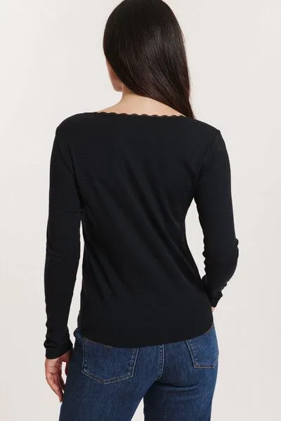 Tranquillo Tranquillo Longsleeve Noemiee aus Biobaumwolle, Black, – Produktbild 5 von 6