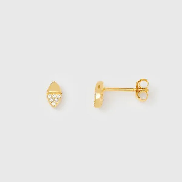 fejn jewelry fejn jewelry Ohrstecker 'pavé double' - mit Zirkonia, Gold, – Produktbild 1 von 3
