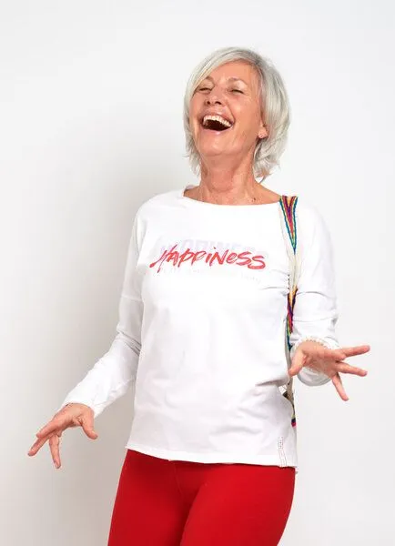 SPARKLES OF LIGHT SPARKLES OF LIGHT Yoga Shirt | HAPPINESS, Weiss, – Produktbild 1 von 4