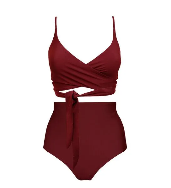 Anekdot Anekdot Bikini Set Lin Top + Core High Slip, Red (merlot), – Produktbild 1 von 3