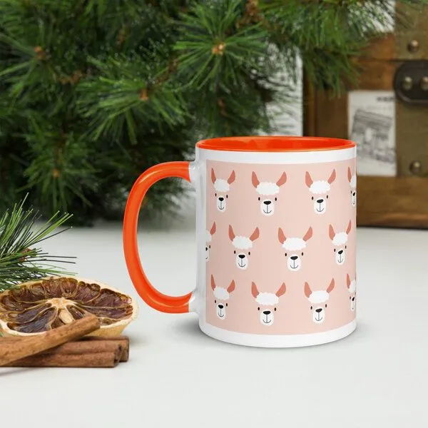 PepMelon PepMelon Lama Tasse mit Farbe innen, Be Llamazing, lustige Lama Weihnachtstasse, Orange, – Produktbild 3 von 4