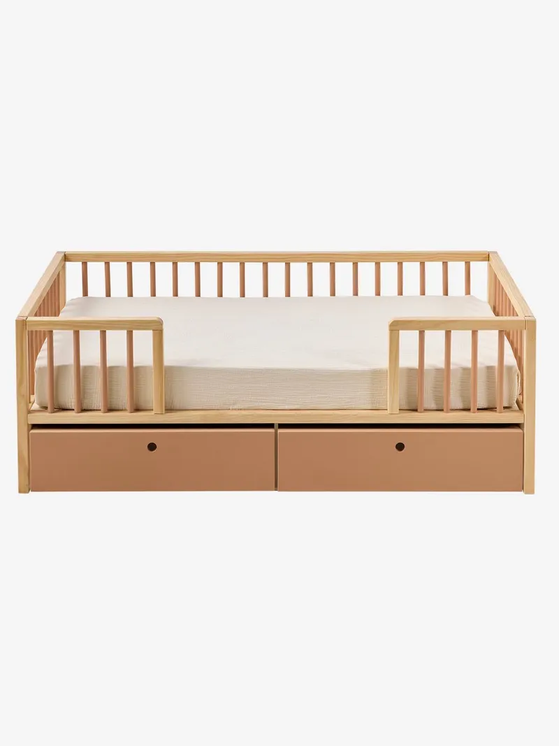 Vertbaudet Kinderbett TRAUMZEIT mit 2 Schubladen und Fallschutz 70x140 cm zimt, Zimt, – Produktbild 4 von 4
