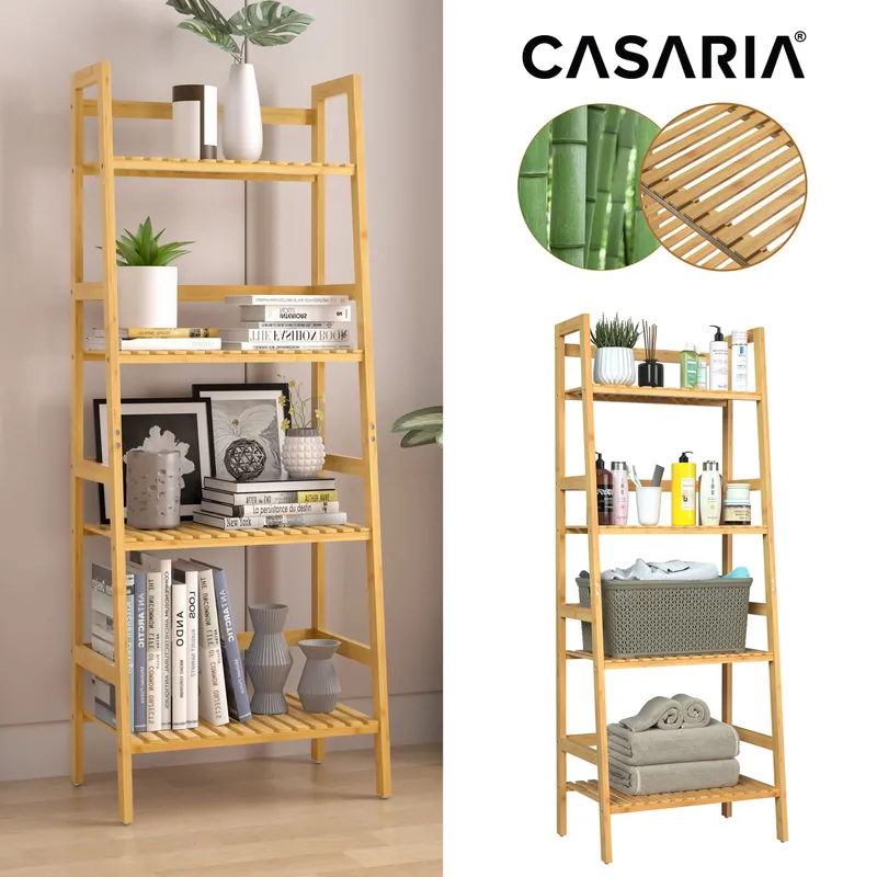 Casaria® Standregal Bambus 123x48x32cm, Braun, – Produktbild 1 von 2