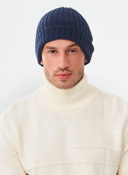 ORGANICATION ORGANICATION Unisex Strick-Beanie aus Bio-Merinowolle und Bio-Baumwolle, Navy, – Produktbild 3 von 4