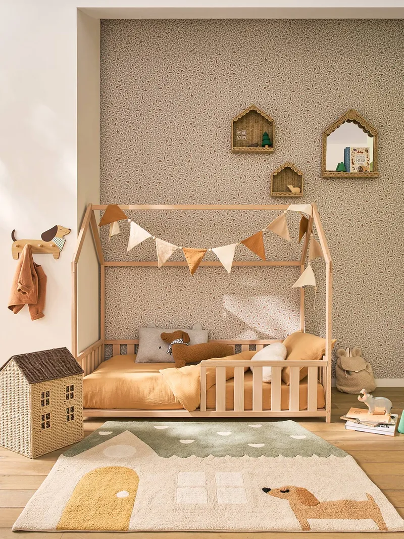 Vertbaudet Kinderbett CABANE mit Fallschutz 70x140 cm, Braun, – Produktbild 2 von 4