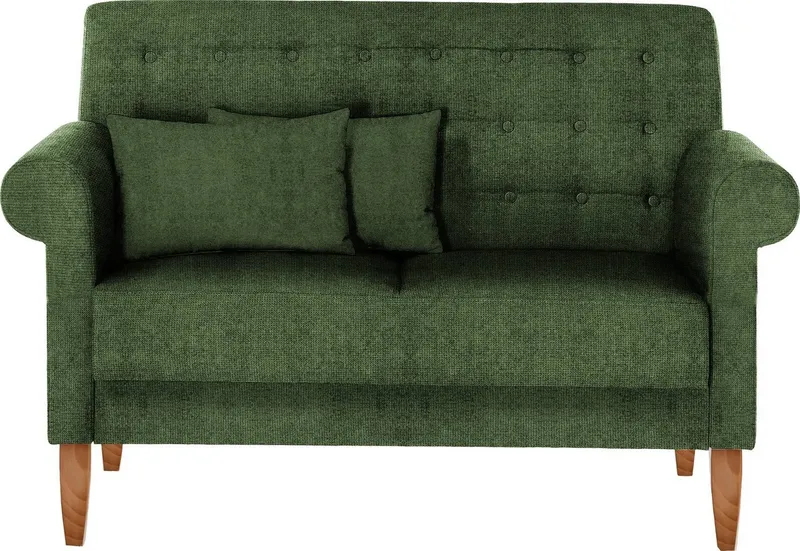Home affaire Küchensofa Scalea Breite 157cm, Komfortsitzhöhe 55cm, Knopfheftung im Rücken, inkl. 2 Stk. Zierkissen, in verschiedenen Stoffen und Farben, Grün, – Produktbild 2 von 5