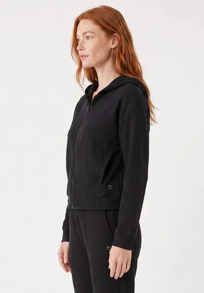 ORGANICATION ORGANICATION JENNIFER | Waffel-Hoodiejacke aus Bio-Baumwolle & recyceltem Polyester, Black, – Produktbild 5 von 5