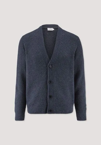 hessnatur hessnatur Double-Knit Cardigan Regular aus Bio-Baumwolle und Bio-Merinowolle mit recycelter Wolle, Mitternachtsblau, – Produktbild 4 von 4