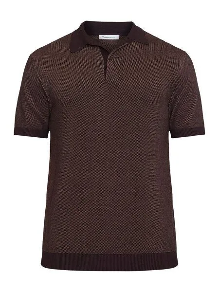 KnowledgeCotton Apparel KnowledgeCotton Apparel Gestricktes Polohemd TWO TONED aus Bio-Baumwolle, Braun (chocolate malt), – Produktbild 3 von 3