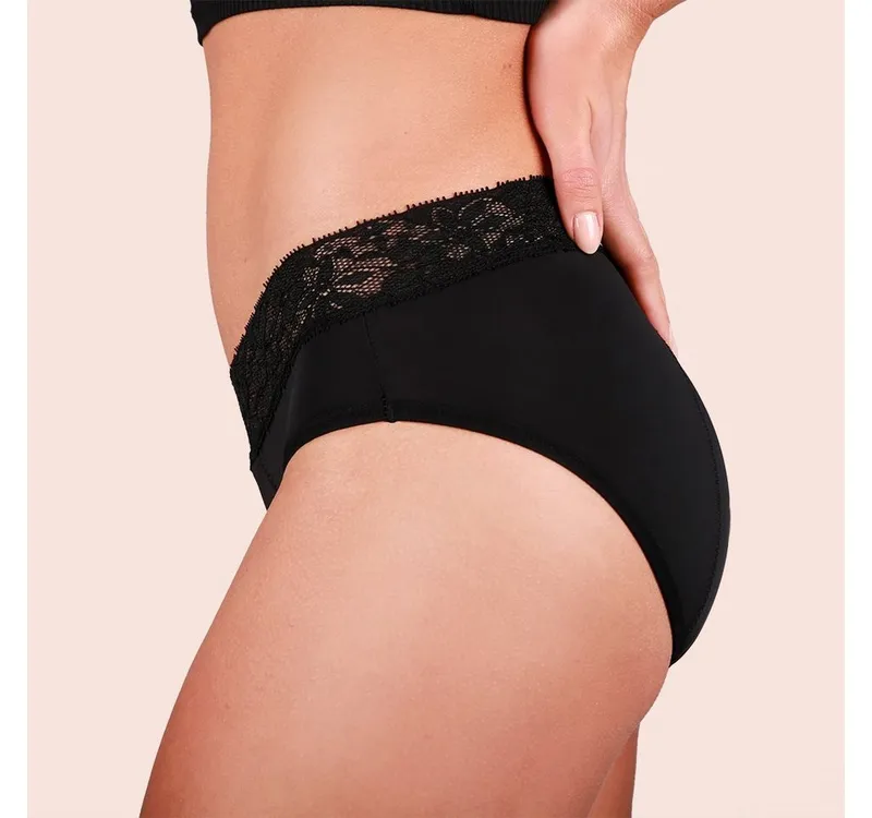 Taynie Taynie Periodenslip Queen extra stark - Periodenunterwäsche starke Blutung - Damen (Spar-Set, 3-St., 3er-Pack) Auslaufsichere Periodenunterwäsche / Periodenslip aus Bio Baumwolle, Schwarz, – Produktbild 4 von 5