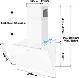 SNDOAS Wandhaube Dunstabzugshaube 60cm, kopffrei, mit 700 m³/h starker Saugleistung Touchscreen & LED, 3 Stufen, Abluft/Umluft, Energieklasse A++ – Produktbild 1 von 1