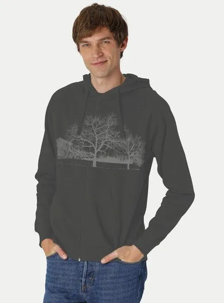 Peaces.bio - handbedruckte Biomode Peaces.bio - handbedruckte Biomode Zip-Hoodie Landscape Herren, Graphitgrau, – Produktbild 2 von 2