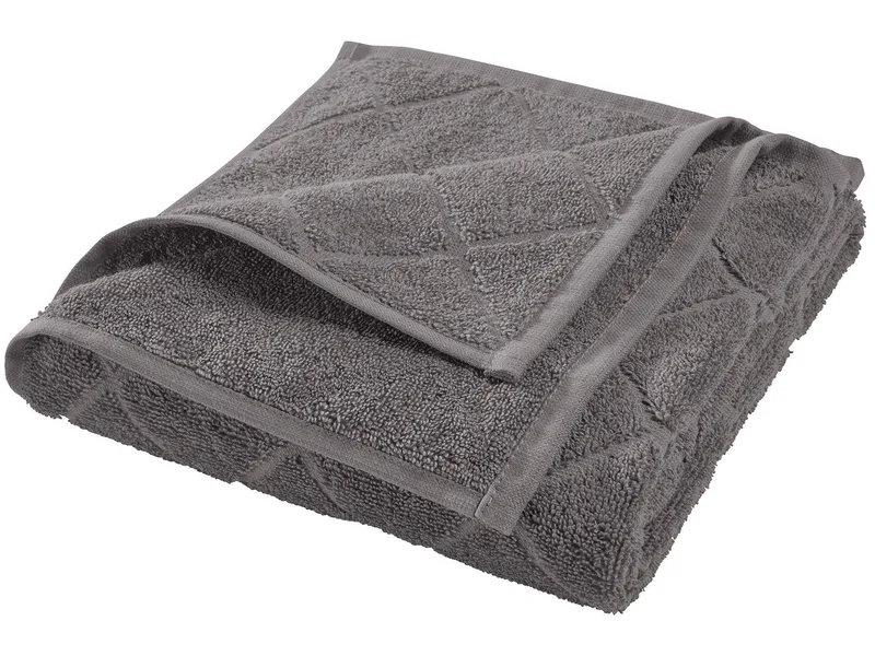 HANS NATUR Handtuch Bio-Baumwolle Frottee Raute dunkelgrau Maße 50 x 100 cm, Grau, – Produktbild 1 von 2