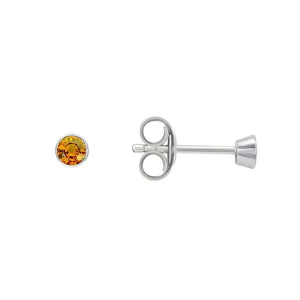 Eppi Eppi Silberne Ohrstecker mit Padparadscha Saphiren in Bezelfassung Tofine, Weiss, – Produktbild 3 von 4