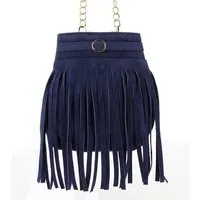 GLOBO Fair Trade GLOBO Fair Trade Mini-Beuteltasche mit Fransen, Ökoleder, Blau, – Produktbild 1 von 1