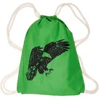 HANDGEDRUCKT HANDGEDRUCKT Schul-Turnbeutel aus "Weißkopfseeadler", Schwarz, – Produktbild 1 von 1