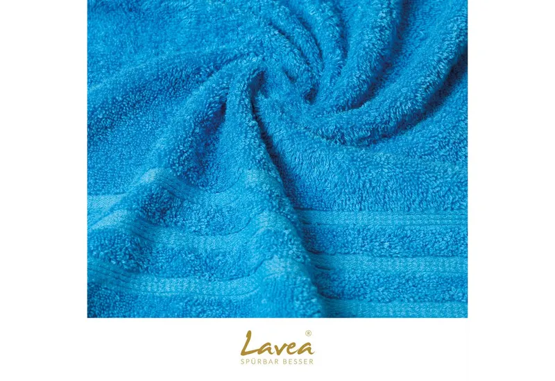 Lavea Waschhandschuh Bali Waschlappen 16x22 cm, Waschhandschuhe, kleine Handtücher, Weiches Bio-Baumwollfrottee (Set, 2-St), Gesichtshandtücher, GOTS-zertifiziert, extra saugstark mit 500g/m², Blau, – Produktbild 4 von 4