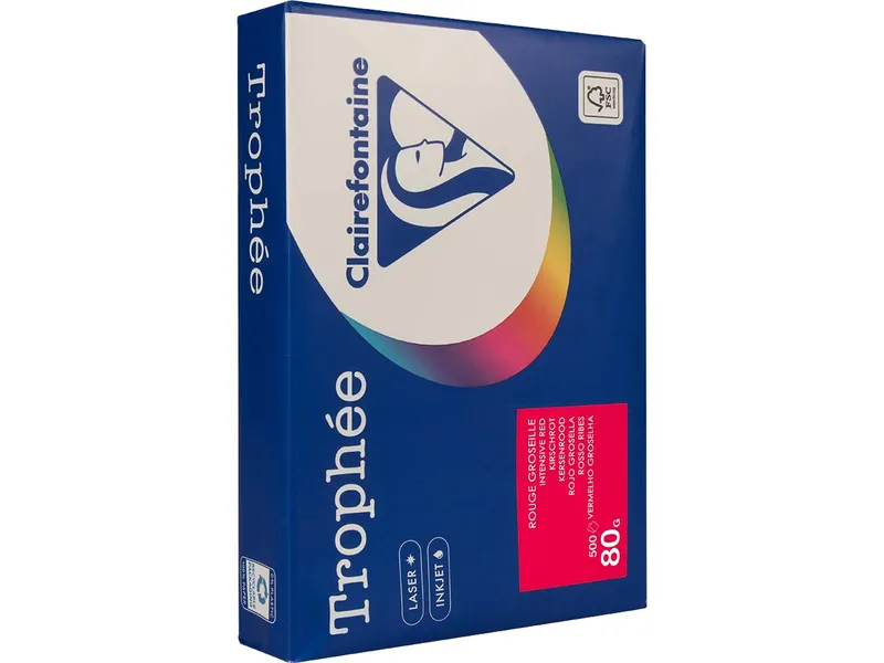 Clairefontaine 500 Blatt Clairfontaine Farbiges Kopierpapier "Trophee" 80 g/m², DIN A4, kirschrot – Produktbild 1 von 1