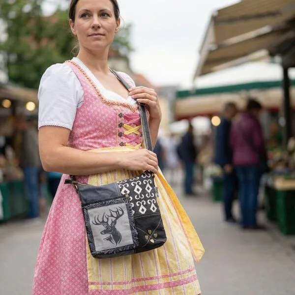 Domelo Domelo Trachtentasche. Canvas Umhängetasche mit Hirschmotiv – Produktbild 2 von 4