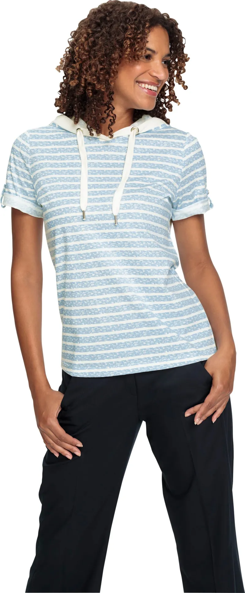 Witt Kapuzenshirt eisblau-ecru-geringelt, Eisblau-ecru-geringelt, – Produktbild 2 von 2