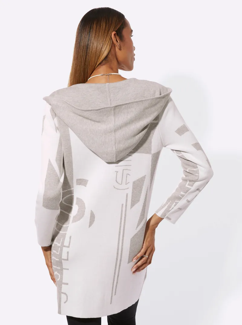 Witt Longstrickjacke, Ecru-hellgrau-gemustert, – Produktbild 1 von 2