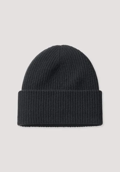 hessnatur hessnatur Strick Mütze aus Bio-Merinowolle mit Cashmere, Schwarz, – Produktbild 3 von 3