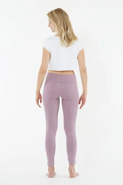 YOIQI YOIQI Yoga Leggings aus Bio-Baumwolle mit hohem Bund, Lilac(flieder), – Produktbild 2 von 2