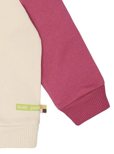 loud + proud loud + proud Babys & Kinder Sweatshirt mit Raglanärmeln, GOTS-zertifiziert, Vanilla/rouge(natur/pink), – Produktbild 4 von 4