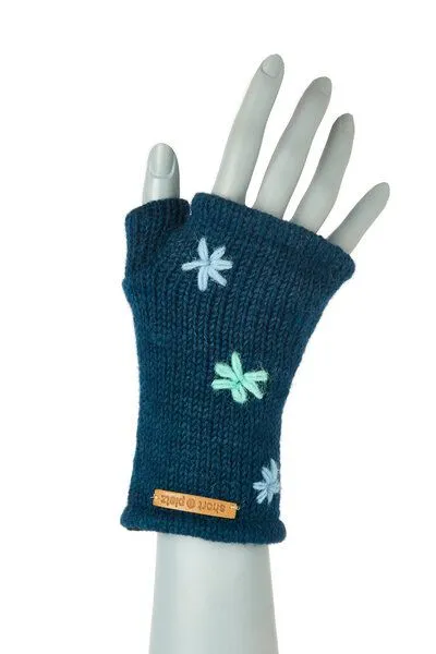 short'n'pietz short'n'pietz Handstulpen aus Schurwolle für Kinder, handgestrickt, Petrol, – Produktbild 1 von 1