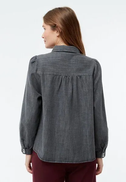 Givn Berlin Givn Berlin Jeansbluse GBLYRA in elegantem Schnitt, Washed black, – Produktbild 3 von 4