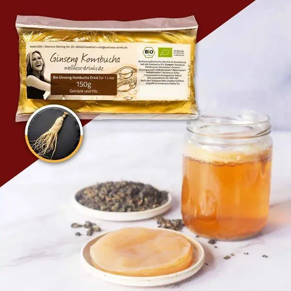 Wellness-Drinks Ginseng Kombucha Drink mit Teepilz (klein) – Produktbild 2 von 4
