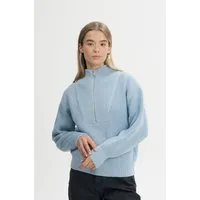 MELA MELA Damen vegan Strickpullover Mit Rippmuster Kimaya In Salty Blue Melange, Blau, – Produktbild 1 von 1