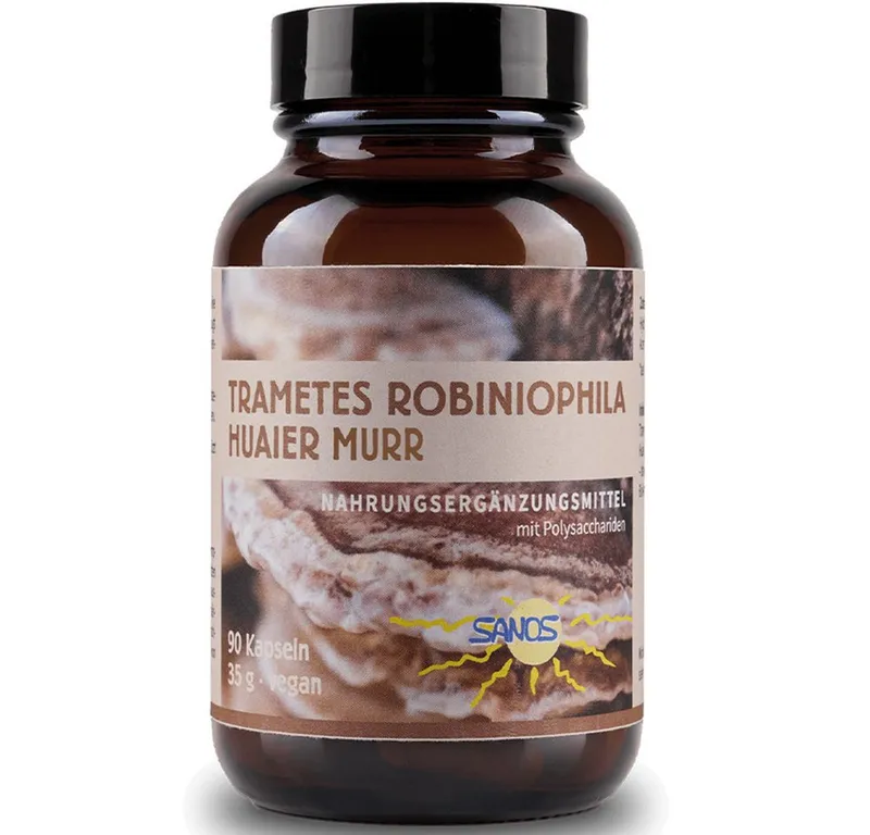 Sanos Trametes robiniophila Pilzextrakt-Huaier Murr-30 % Polysaccharide-90 Kapseln, 90 St., 35 g, Hochwertige Premiumqualität - vegan - Vitalpilz – Produktbild 2 von 4