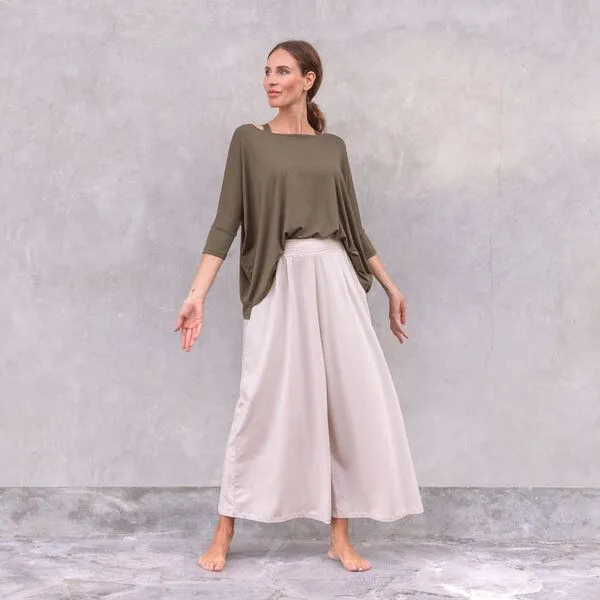 Jaya Jaya DIANA - lockere bis weite geschnittene Lounge Pants, für jede Figur geeignet, für Yoga, Leisure, Arbeit oder Evenings, Creme, – Produktbild 3 von 3
