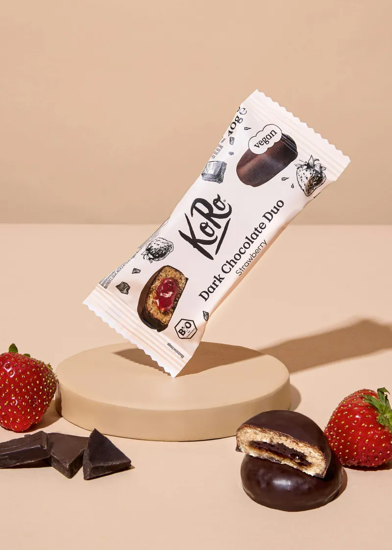 KoRo Bio Dark Chocolate Duo Strawberry | 2 x 20 g – Produktbild 2 von 5