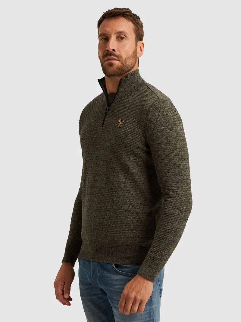 PME Legend PME Legend Half Zip Structure Mouliné Sweater Dusky Grün - Größe XXL, Dunkelgrün, – Produktbild 2 von 4