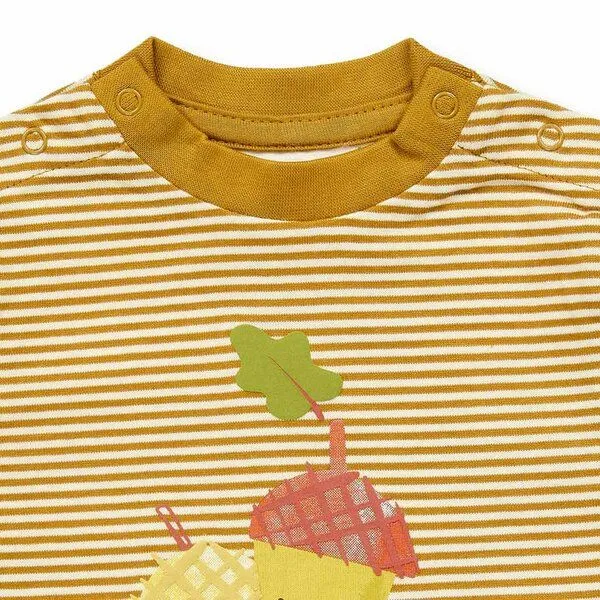 Sense Organics Sense Organics Baby Langarmshirt, Modell LEJA, Currygelb geringelt mit eichel, – Produktbild 3 von 4