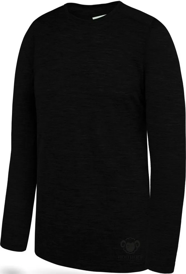 normani Funktionsshirt Kinder Merino Langarm Broome Thermounterwäsche aus 100% Bio-Merinowolle für Junge und Mädchen, Blau|schwarz, – Produktbild 3 von 5