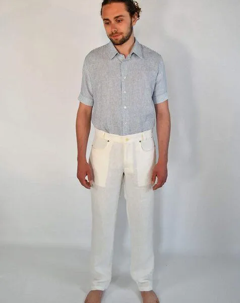 Aatise Aatise Herren Leinenhose aus 100% Leinen offwhite Zanzibar, Weiß, – Produktbild 1 von 4