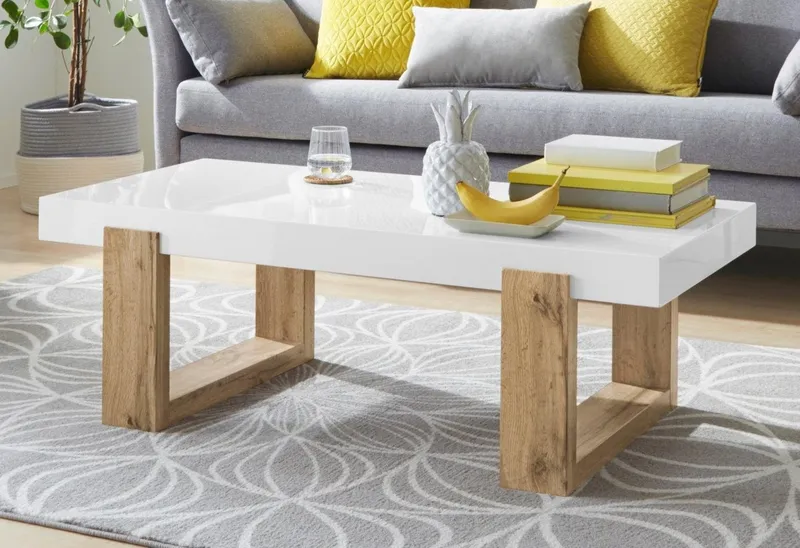 OTTO home Couchtisch Solid, hochglanzfarbener weißer Tischplatte, in zwei unterschiedlichen Größen, Weiß, – Produktbild 7 von 8