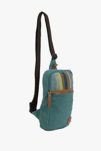Dragolina Dragolina Crossbody Tablettasche Faun W. mit Webstoff der Pwo Karen, Petrol (blaugrün), – Produktbild 3 von 4
