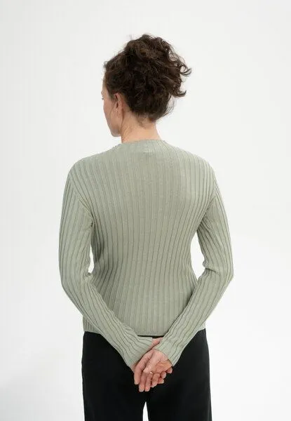 MELA MELA Strickpullover Style NAMARI aus 100% Bio-Baumwolle, Green clay, – Produktbild 3 von 5