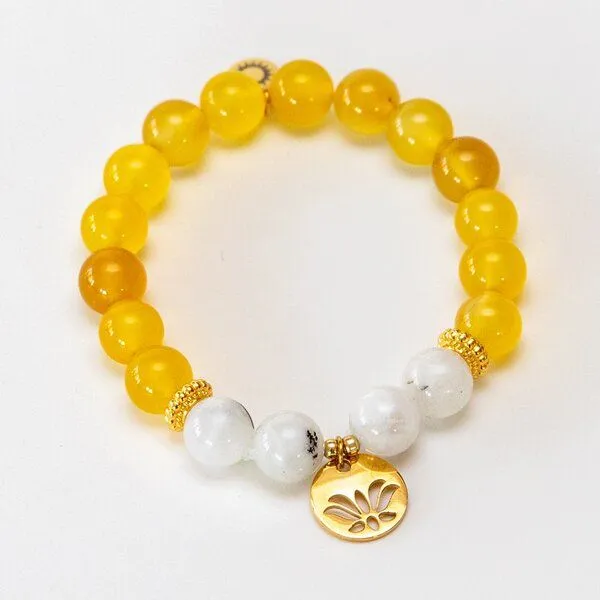 Divasya Divasya Armband "Golden Lotus" aus echten Natursteinen bzw. Halbedelsteinen, Gelb, – Produktbild 1 von 4