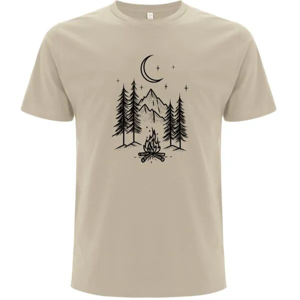 Spreecult Spreecult Lagerfeuer - Bio und Fair - Männer Unisex T-Shirt - Zelten Wald Camping, Natural (weiß), – Produktbild 1 von 2
