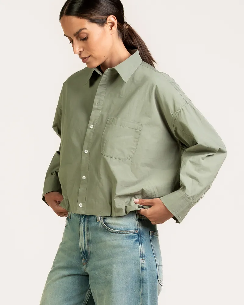Kuyichi Kuyichi Damen vegan Bluse Dilek Langärmelig Moosgrün, Grün, – Produktbild 1 von 2