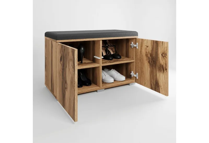 OTTO home Sitzbank Paris (inkl. Sitzkissen), moderne Truhenbank B/T/H 70x35x45, Flurbank mit Sitz aus Kunstleder, Braun, – Produktbild 5 von 5