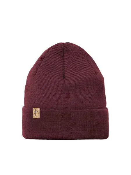 FUXBAU FUXBAU Merino Kork Beanie, Bordeaux, – Produktbild 3 von 4